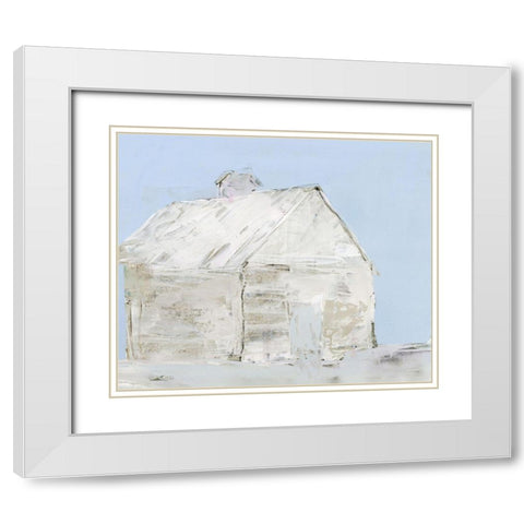 Winter Barn I White Modern Wood Framed Art Print with Double Matting by Stellar Design Studio