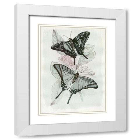 Butterfly Medley II White Modern Wood Framed Art Print with Double Matting by Stellar Design Studio