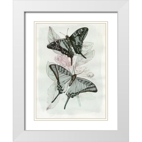 Butterfly Medley II White Modern Wood Framed Art Print with Double Matting by Stellar Design Studio