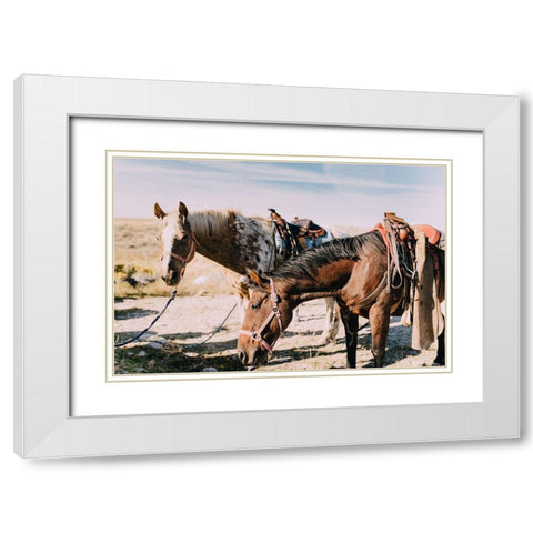 Two Saddle Horses I  White Modern Wood Framed Art Print with Double Matting by Victoria, Chelsea