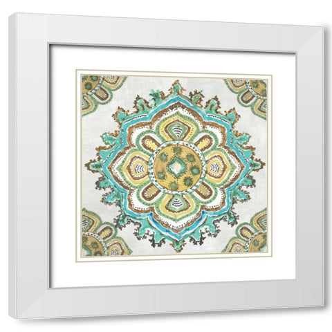 Medalion Inka White Modern Wood Framed Art Print with Double Matting by Wilson, Aimee