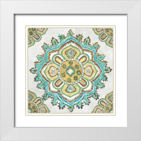 Medalion Inka White Modern Wood Framed Art Print with Double Matting by Wilson, Aimee