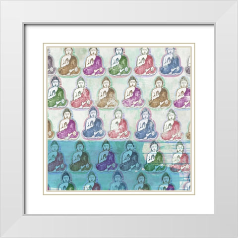 Budda Print White Modern Wood Framed Art Print with Double Matting by Wilson, Aimee