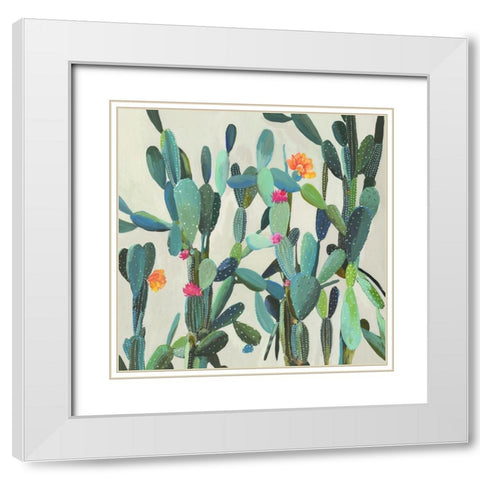 Cactus Garden White Modern Wood Framed Art Print with Double Matting by Wilson, Aimee