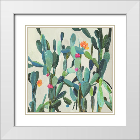 Cactus Garden White Modern Wood Framed Art Print with Double Matting by Wilson, Aimee