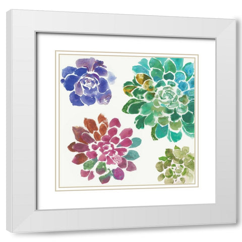 Water Succulents II White Modern Wood Framed Art Print with Double Matting by Wilson, Aimee