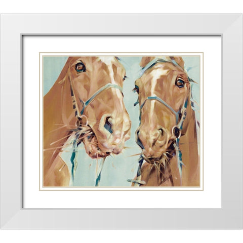 Horses White Modern Wood Framed Art Print with Double Matting by Droug, Anya