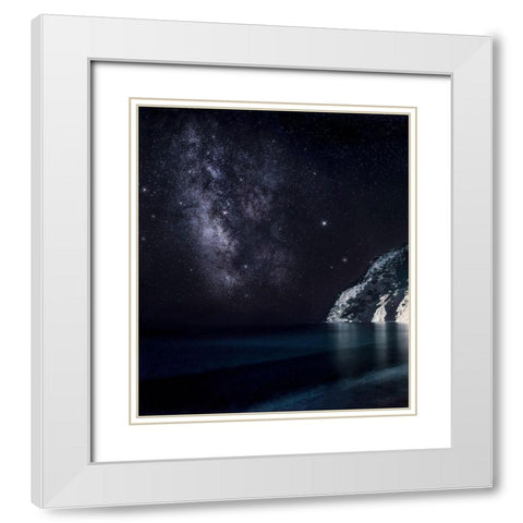 Stars In The South White Modern Wood Framed Art Print with Double Matting by Artemiadi, Dora