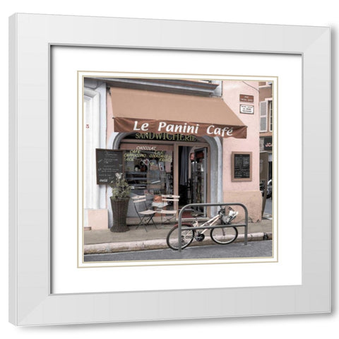 Le Panini Cafe White Modern Wood Framed Art Print with Double Matting by Blaustein, Alan