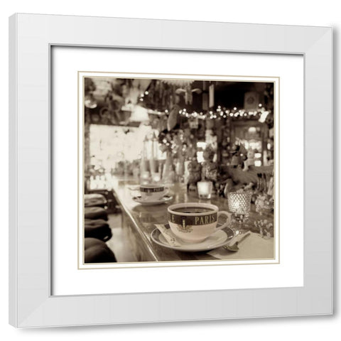 Nagano Cafe - 1 White Modern Wood Framed Art Print with Double Matting by Blaustein, Alan