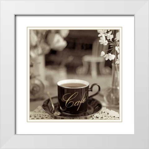 Nagano Cafe - 2 White Modern Wood Framed Art Print with Double Matting by Blaustein, Alan