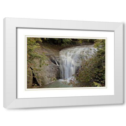 Hokkaido Waterfall - 1 White Modern Wood Framed Art Print with Double Matting by Blaustein, Alan