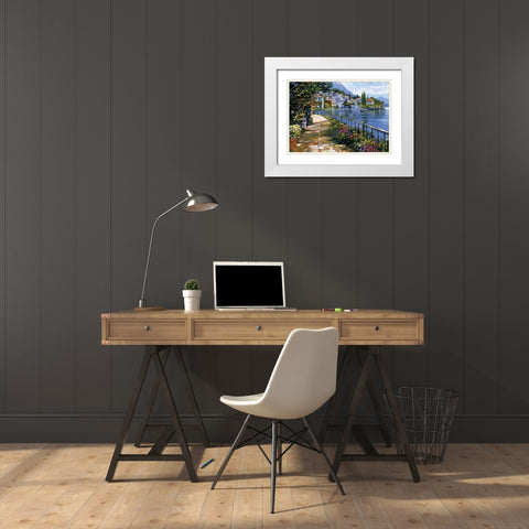Sunlit Stroll White Modern Wood Framed Art Print with Double Matting by Behrens, Howard