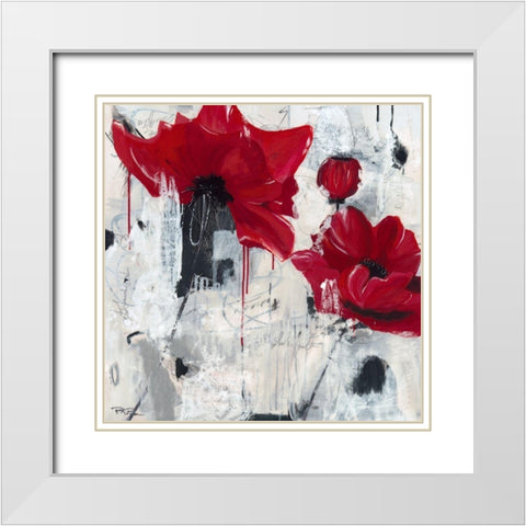 Poppy Love White Modern Wood Framed Art Print with Double Matting by Beer, Pamela K.