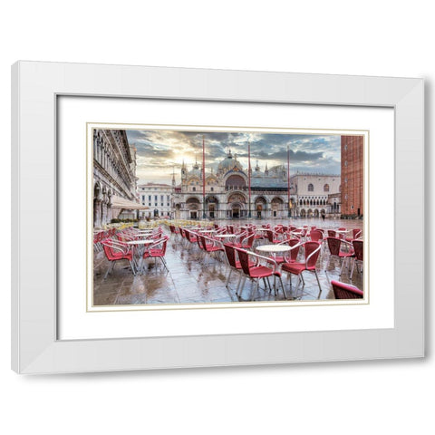 Piazza San Marco At Sunrise #14 White Modern Wood Framed Art Print with Double Matting by Blaustein, Alan