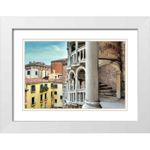 Scala del Contarini Bovolo #4 White Modern Wood Framed Art Print with Double Matting by Blaustein, Alan