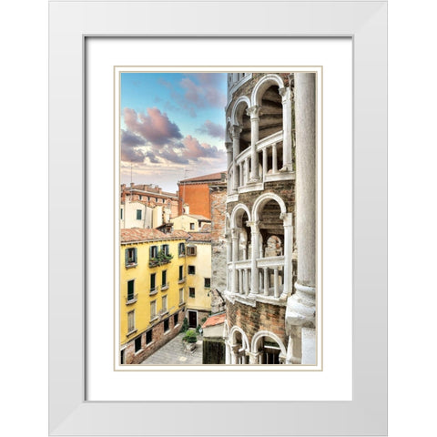 Scala Contarini del Bovolo #2 White Modern Wood Framed Art Print with Double Matting by Blaustein, Alan