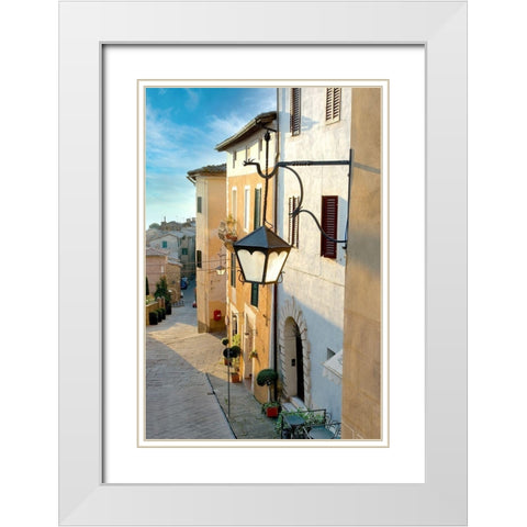 Montalcino Street Lamp #1 White Modern Wood Framed Art Print with Double Matting by Blaustein, Alan