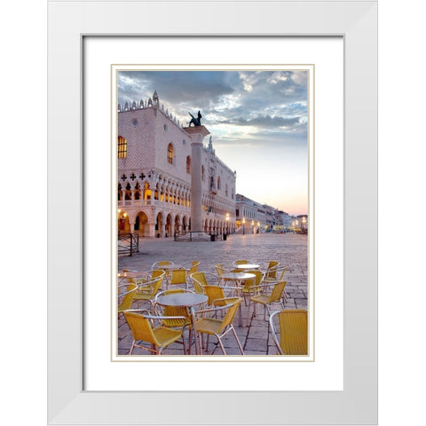 Piazza San Marco At Sunrise #5 White Modern Wood Framed Art Print with Double Matting by Blaustein, Alan