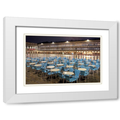 Piazza San Marco At Night White Modern Wood Framed Art Print with Double Matting by Blaustein, Alan
