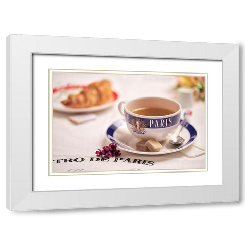Paris Bistro No. 3 White Modern Wood Framed Art Print with Double Matting by Blaustein, Alan