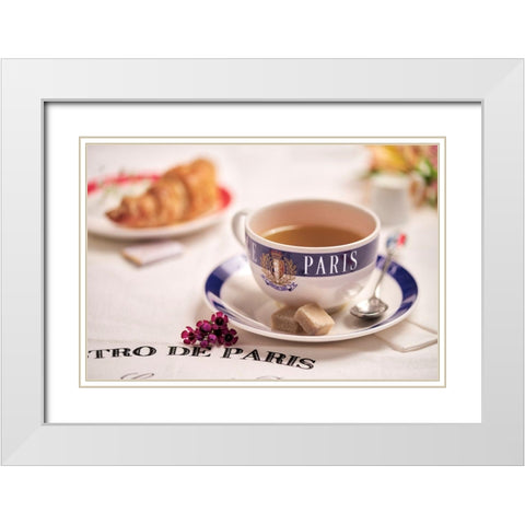 Paris Bistro No. 3 White Modern Wood Framed Art Print with Double Matting by Blaustein, Alan