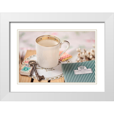 Caffe Roma No. 2 White Modern Wood Framed Art Print with Double Matting by Blaustein, Alan