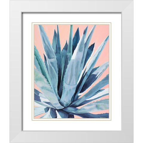 Agave with Coral White Modern Wood Framed Art Print with Double Matting by Clumeck, Alana