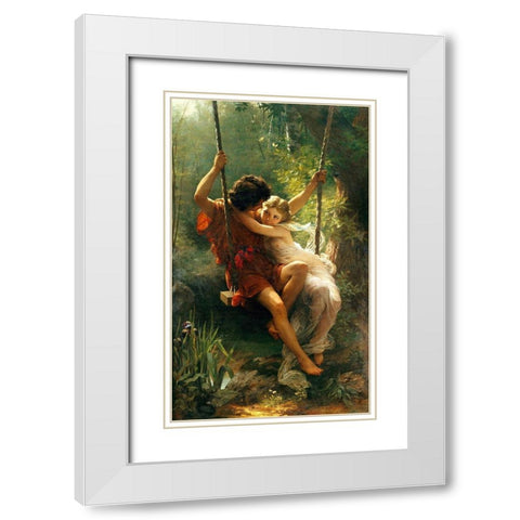 Springtime / Le Printemps White Modern Wood Framed Art Print with Double Matting by Cot, Pierre-Auguste