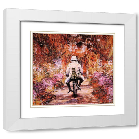 Monet Cat White Modern Wood Framed Art Print with Double Matting by Chameleon Design, Inc.