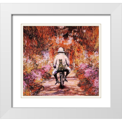 Monet Cat White Modern Wood Framed Art Print with Double Matting by Chameleon Design, Inc.