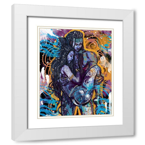 The Moon and Sun White Modern Wood Framed Art Print with Double Matting by Copeland, Justin