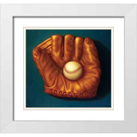 Baseball Mitt I White Modern Wood Framed Art Print with Double Matting by Colletta, TR
