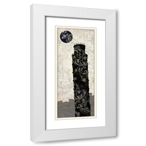 Moon over Pisa White Modern Wood Framed Art Print with Double Matting by Color Bakery