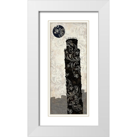 Moon over Pisa White Modern Wood Framed Art Print with Double Matting by Color Bakery