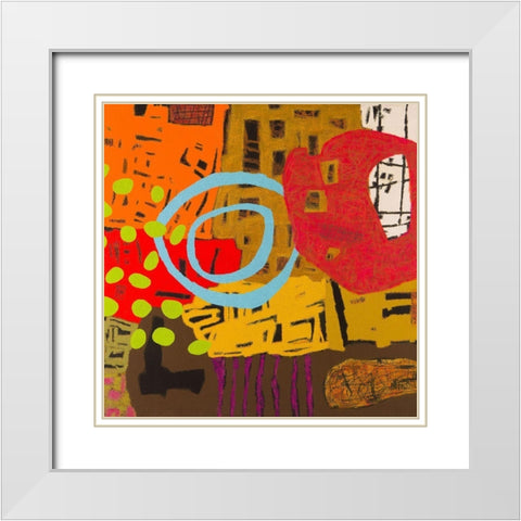 Conversations in the Abstract #28 White Modern Wood Framed Art Print with Double Matting by Downs