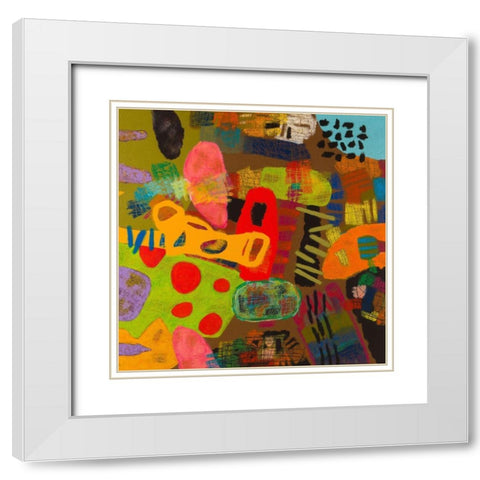 Conversations in the Abstract #19 White Modern Wood Framed Art Print with Double Matting by Downs
