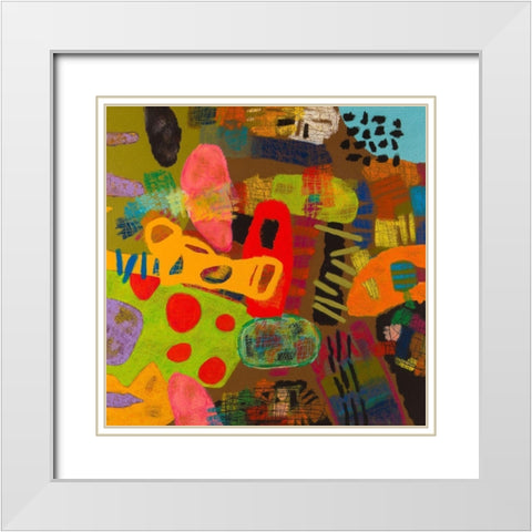 Conversations in the Abstract #19 White Modern Wood Framed Art Print with Double Matting by Downs