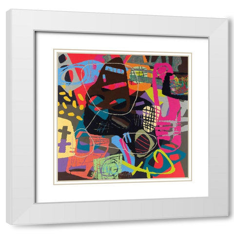 Conversations In The Abstract No. 111 White Modern Wood Framed Art Print with Double Matting by Downs