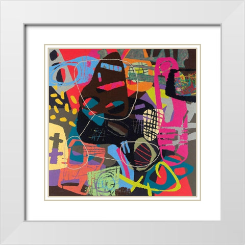 Conversations In The Abstract No. 111 White Modern Wood Framed Art Print with Double Matting by Downs