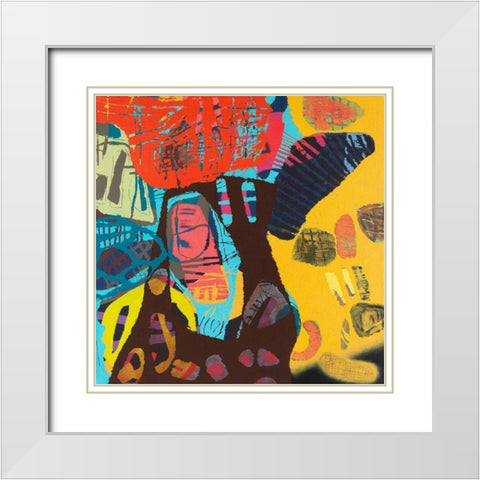 Conversations In The Abstract No. 113 White Modern Wood Framed Art Print with Double Matting by Downs