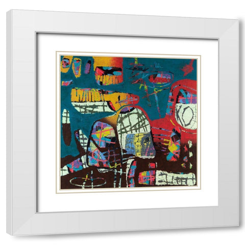 Conversations In The Abstract No. 114 White Modern Wood Framed Art Print with Double Matting by Downs