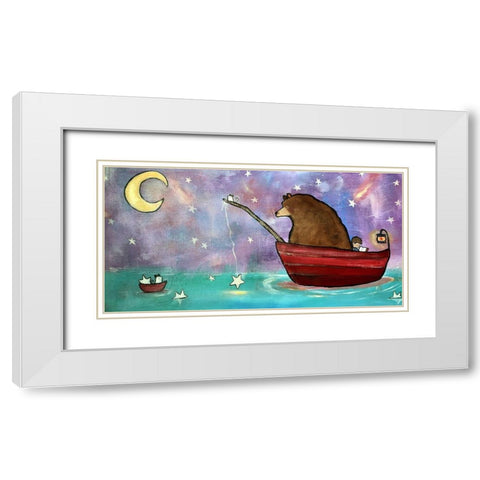 Bear Boat White Modern Wood Framed Art Print with Double Matting by Doss, Andrea