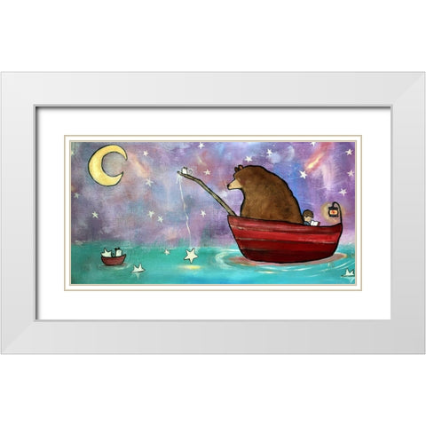 Bear Boat White Modern Wood Framed Art Print with Double Matting by Doss, Andrea