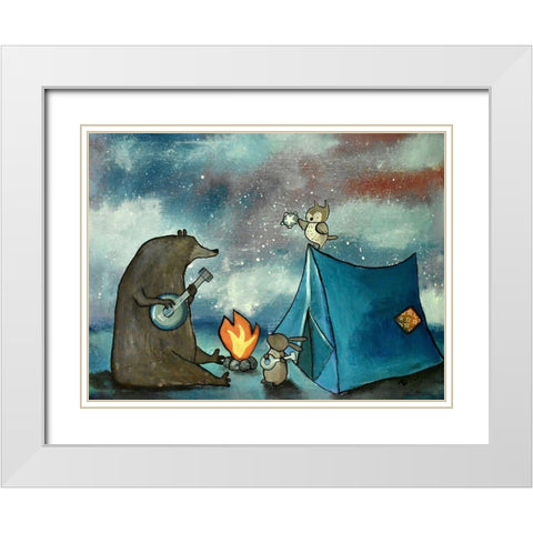 Camping Friends White Modern Wood Framed Art Print with Double Matting by Doss, Andrea
