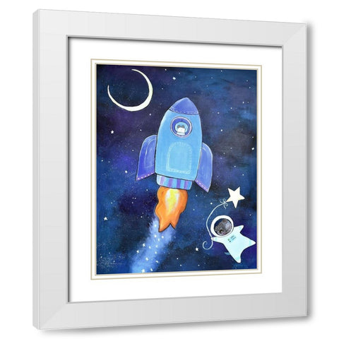 Outer Space Adventure White Modern Wood Framed Art Print with Double Matting by Doss, Andrea
