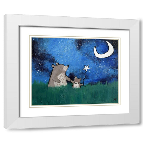 Two Bears White Modern Wood Framed Art Print with Double Matting by Doss, Andrea