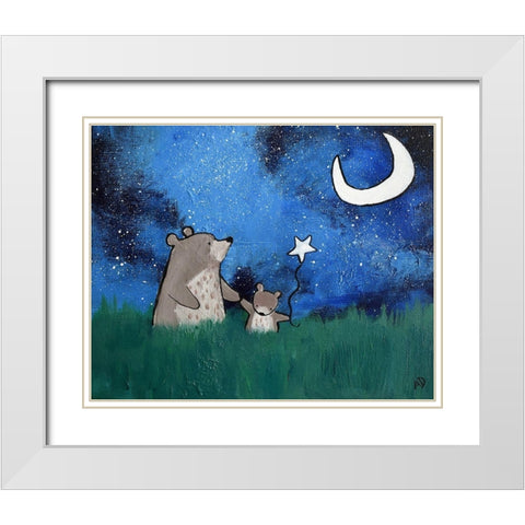 Two Bears White Modern Wood Framed Art Print with Double Matting by Doss, Andrea