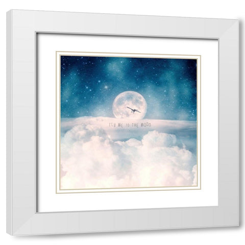 Moonrise Over the Clouds White Modern Wood Framed Art Print with Double Matting by Flores, Paula Belle