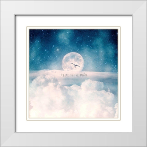 Moonrise Over the Clouds White Modern Wood Framed Art Print with Double Matting by Flores, Paula Belle